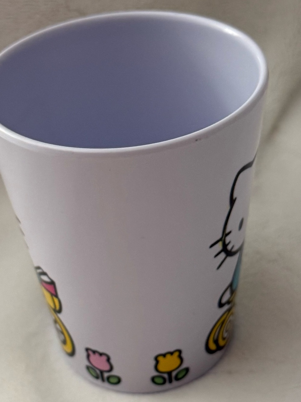 Sanrio Hello Kitty Melamine Tumbler Cup Riding Bike Yellow Tricycle 2024 Tulips - Picture 5 of 8